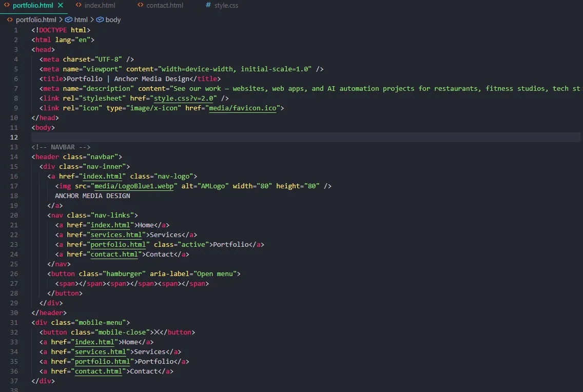 Code Snippet of Client Project